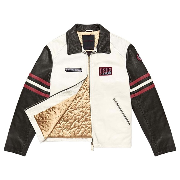 DEUS EX MACHINA THE RACER LEATHER JACKET - VINTAGE WHITE - Picture 2 of 11